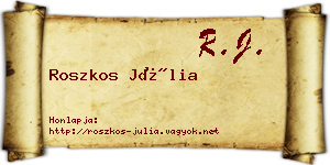 Roszkos Júlia névjegykártya